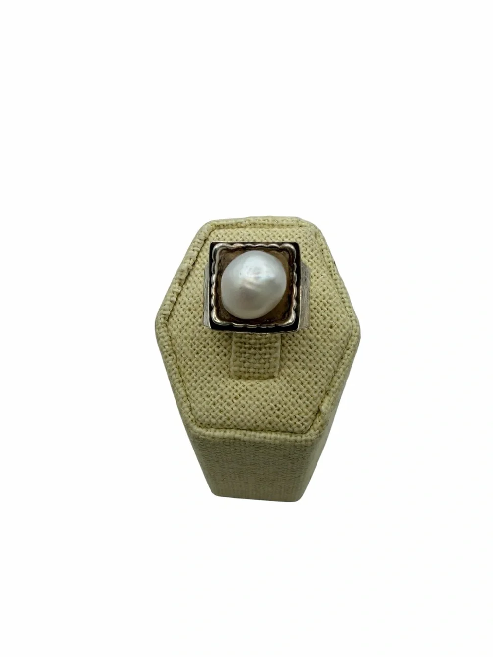 Vintage Silpada Hammered Sterling Silver and Pearl Ring 5.5